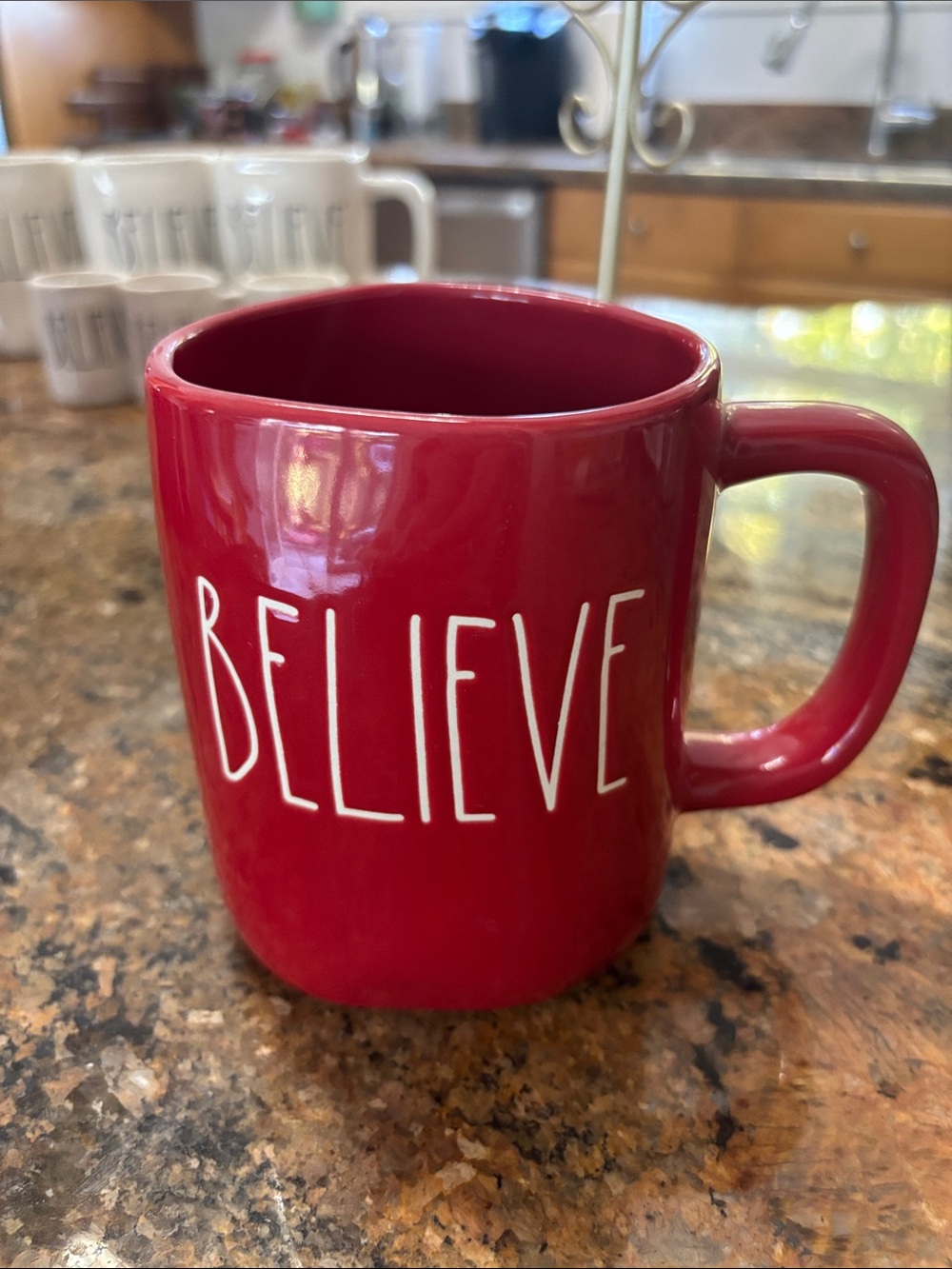 Believe Red Ceramic Mug - Inspirational Home Dining Cup
